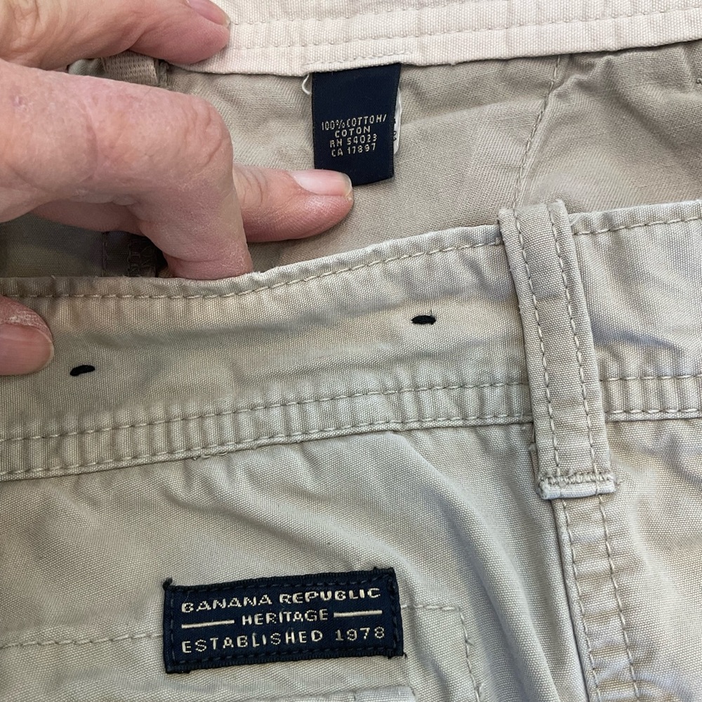 Banana Republic Cargo Pants, Khaki Color, 100% Cotton, 6-Pockets, Men’s 36 x 34 - Picture 13 of 15